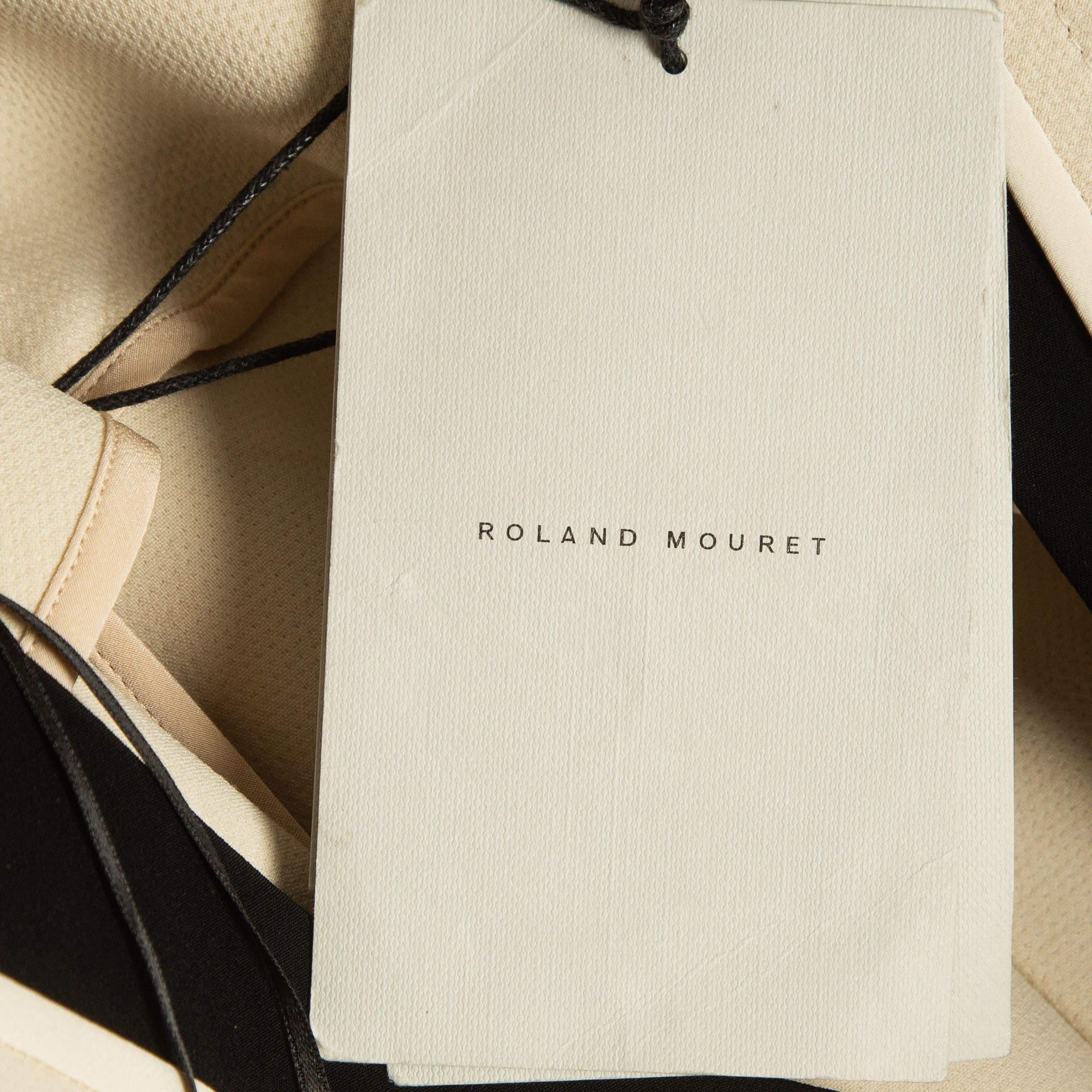 Roland Mouret Off-White/Black Wool Blend Kutim Dress M In Excellent Condition For Sale In Dubai, Al Qouz 2
