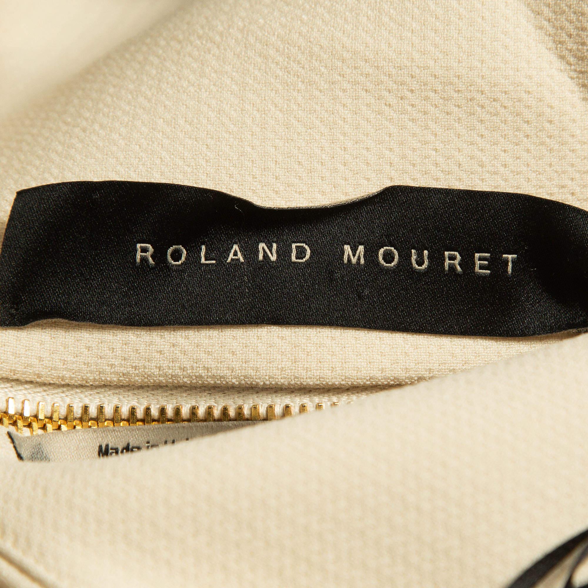 Roland Mouret Off-White/Black Wool Blend Kutim Dress M For Sale 1