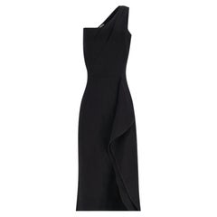 Roland Mouret One-Shoulder Asymmetrical Drape Wool Dress