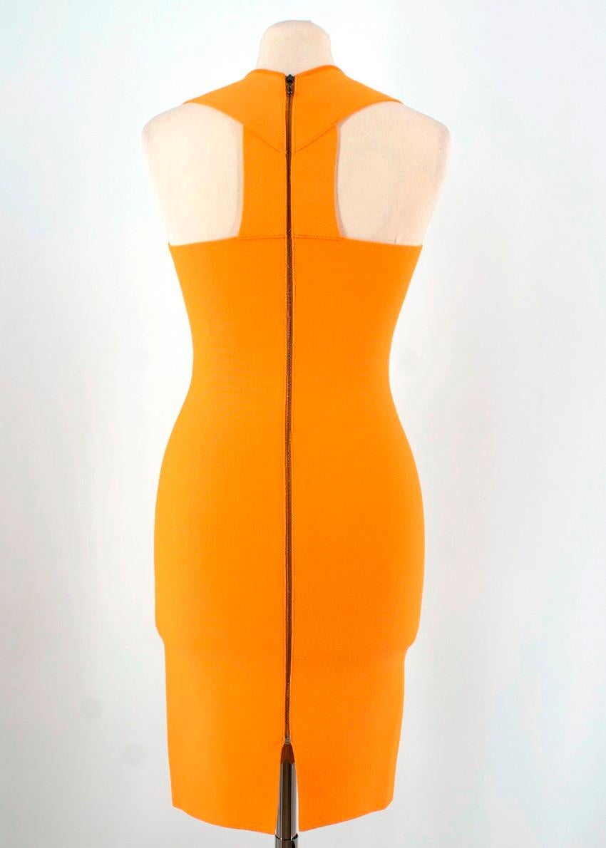 orange collared bodycon keyhole dress