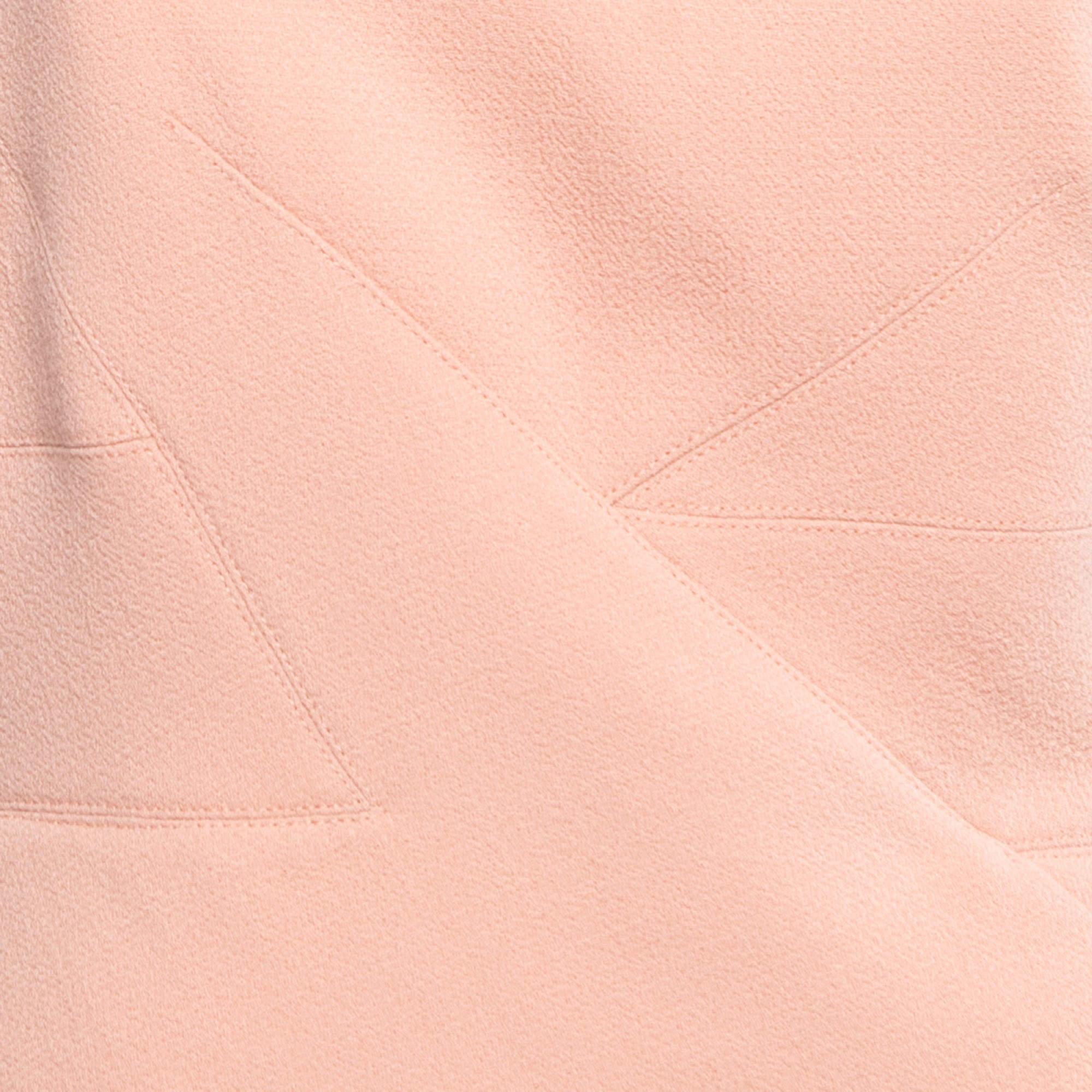 Orange Roland Mouret Pastel Rose Wool Crepe On Shoulder Midi Dress L For Sale