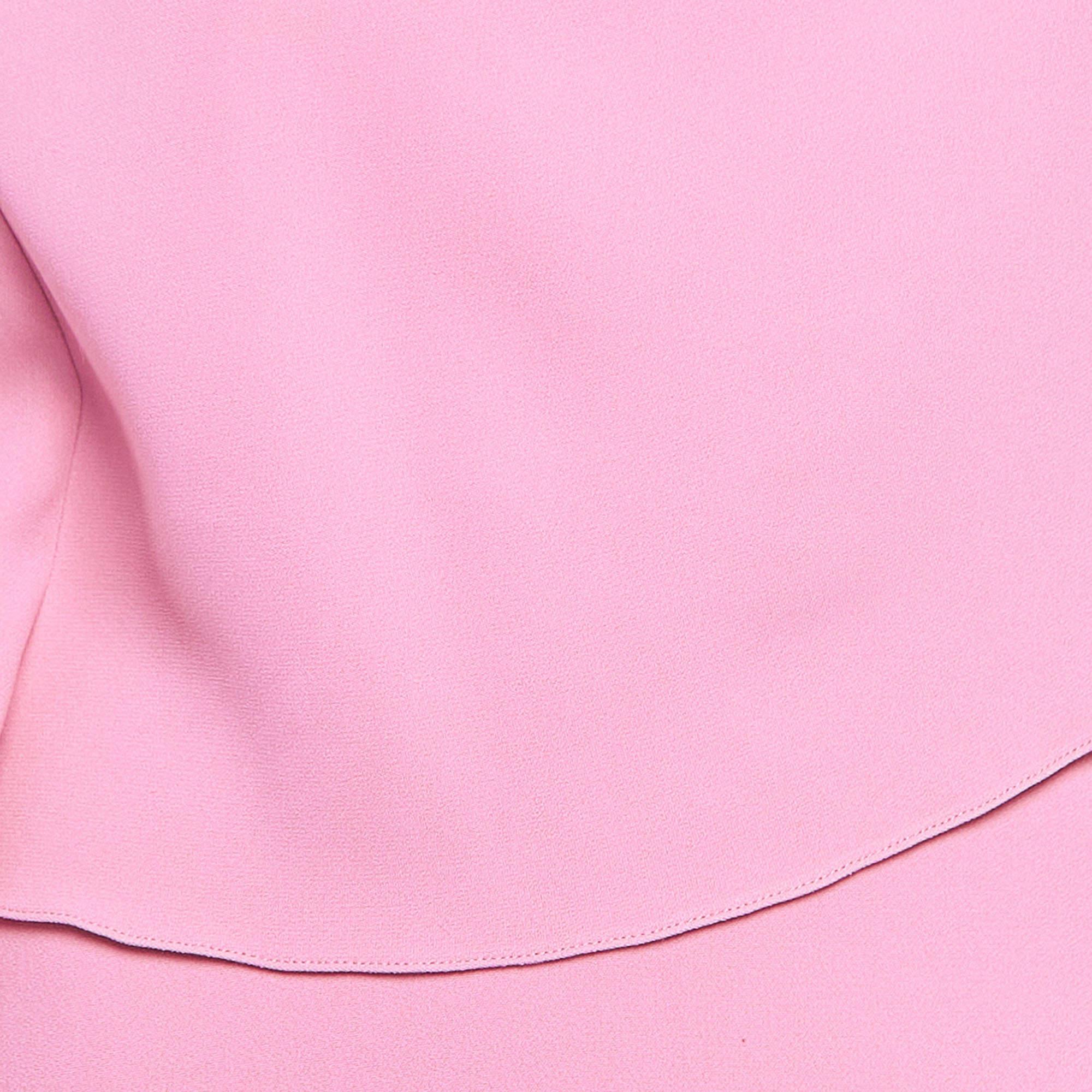 Roland Mouret Pink Stretch Crepe One Shoulder Amaral Dress M In Excellent Condition For Sale In Dubai, Al Qouz 2