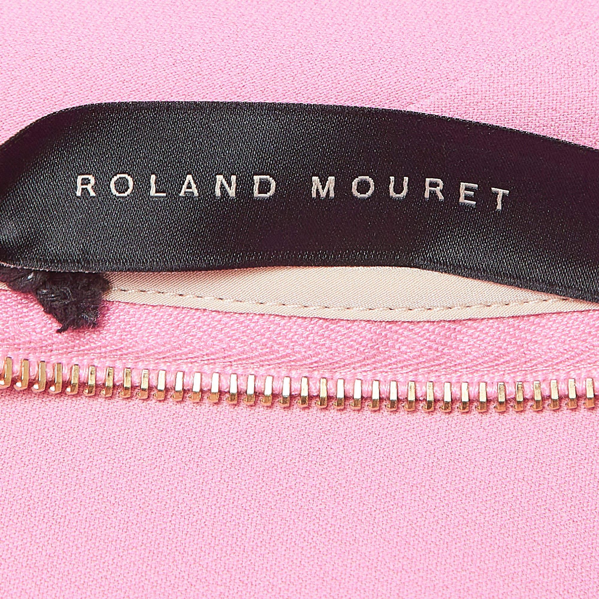 Roland Mouret Pink Stretch Crepe One Shoulder Amaral Dress M For Sale 2