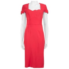 Roland Mouret Pink Sweetheart Neckline Midi Dress Size L