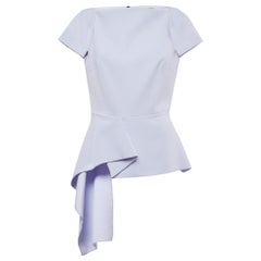 Roland Mouret Purple Crepe Asymmetrical Peplum Top M
