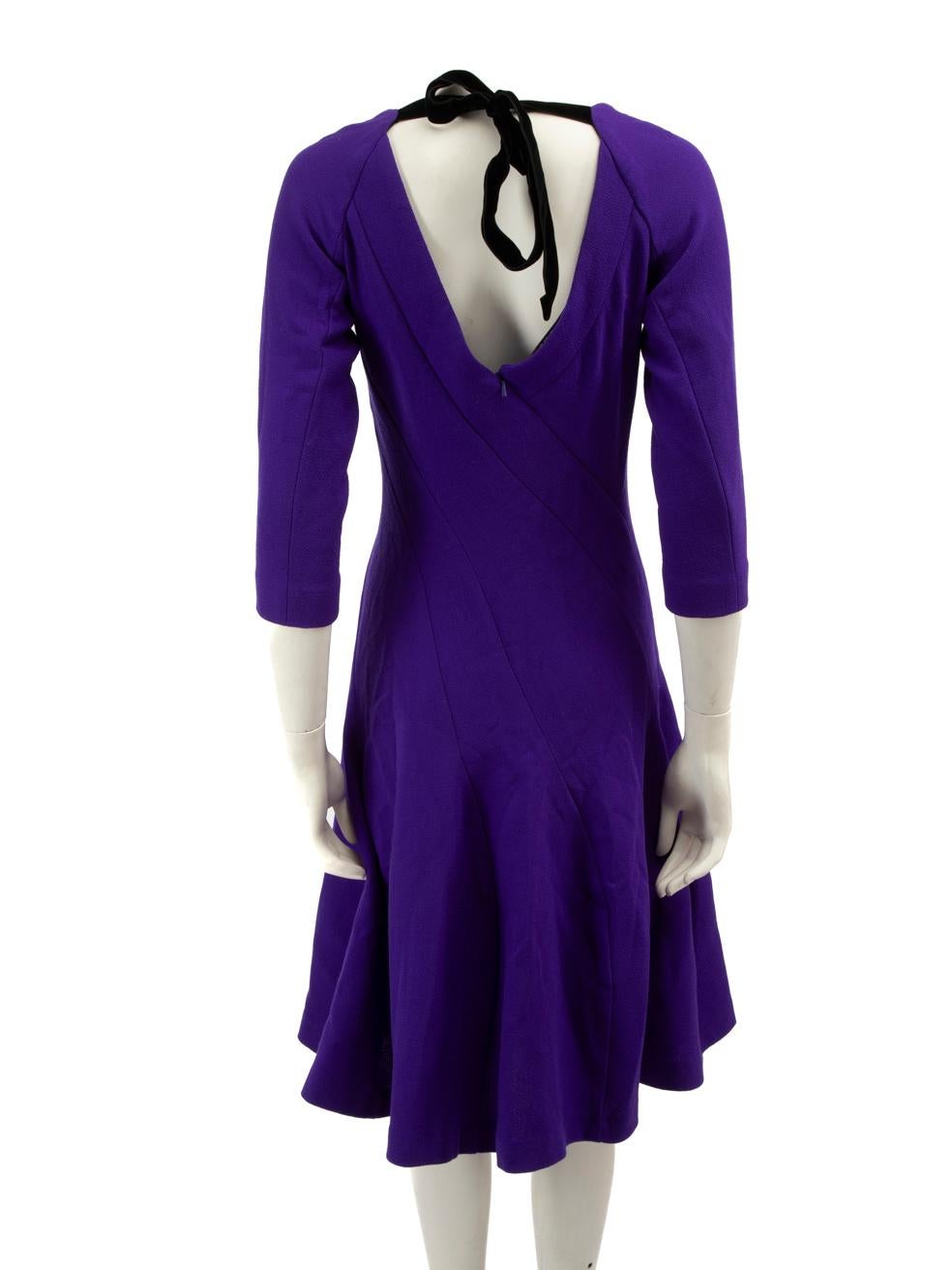 Roland Mouret Purple Wool Midi Dress Size XL In Good Condition For Sale In London, GB