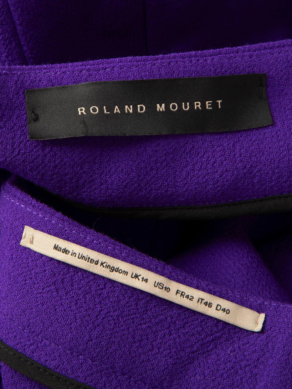 Roland Mouret Purple Wool Midi Dress Size XL For Sale 1