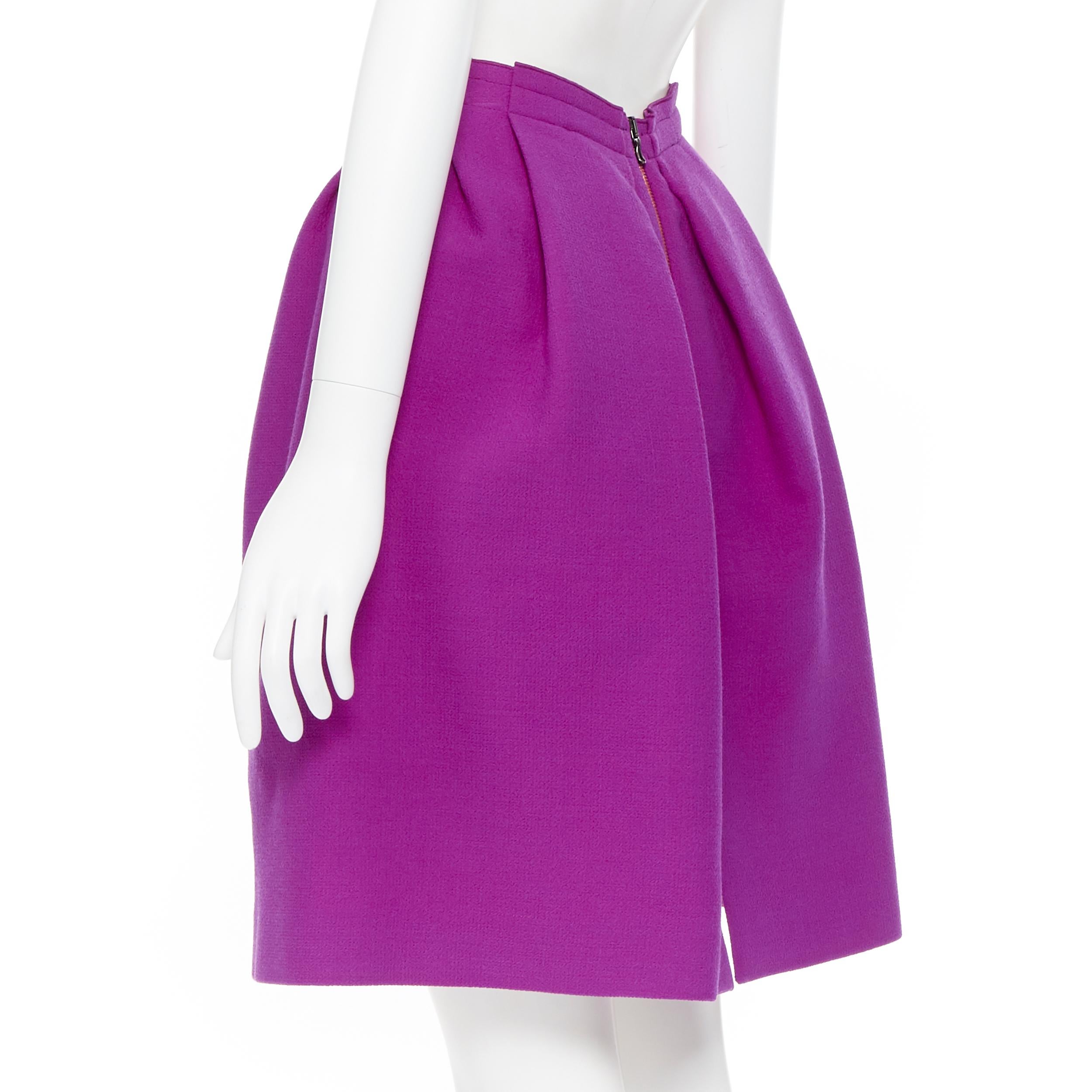 ROLAND MOURET purple wool origami folded pleat A-line skirt UK6 XS In Excellent Condition In Hong Kong, NT