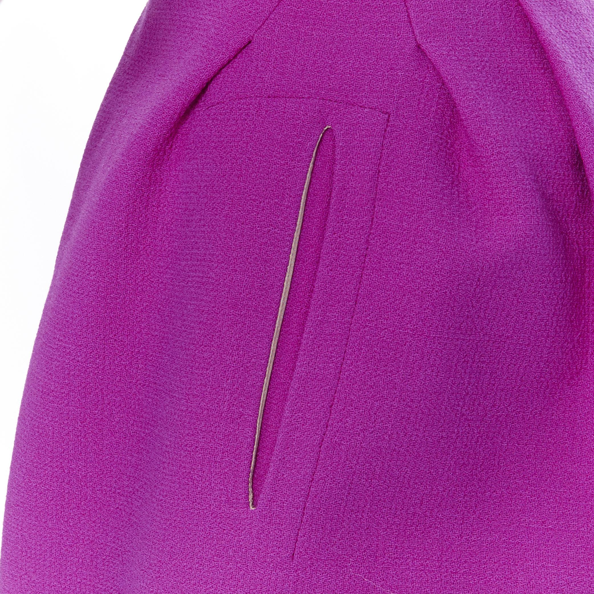 Women's ROLAND MOURET purple wool origami folded pleat A-line skirt UK6 XS