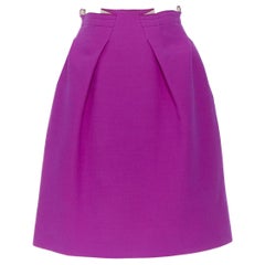 ROLAND MOURET purple wool origami folded pleat A-line skirt UK6 XS