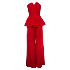 Roland Mouret, Red strapless peplum jumpsuit