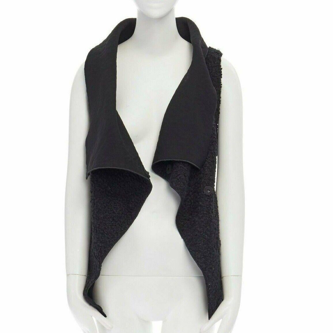 ROLAND MOURET RM wool mohair blend draped collar sleeveless vest jacket US6 M In Excellent Condition For Sale In Hong Kong, NT