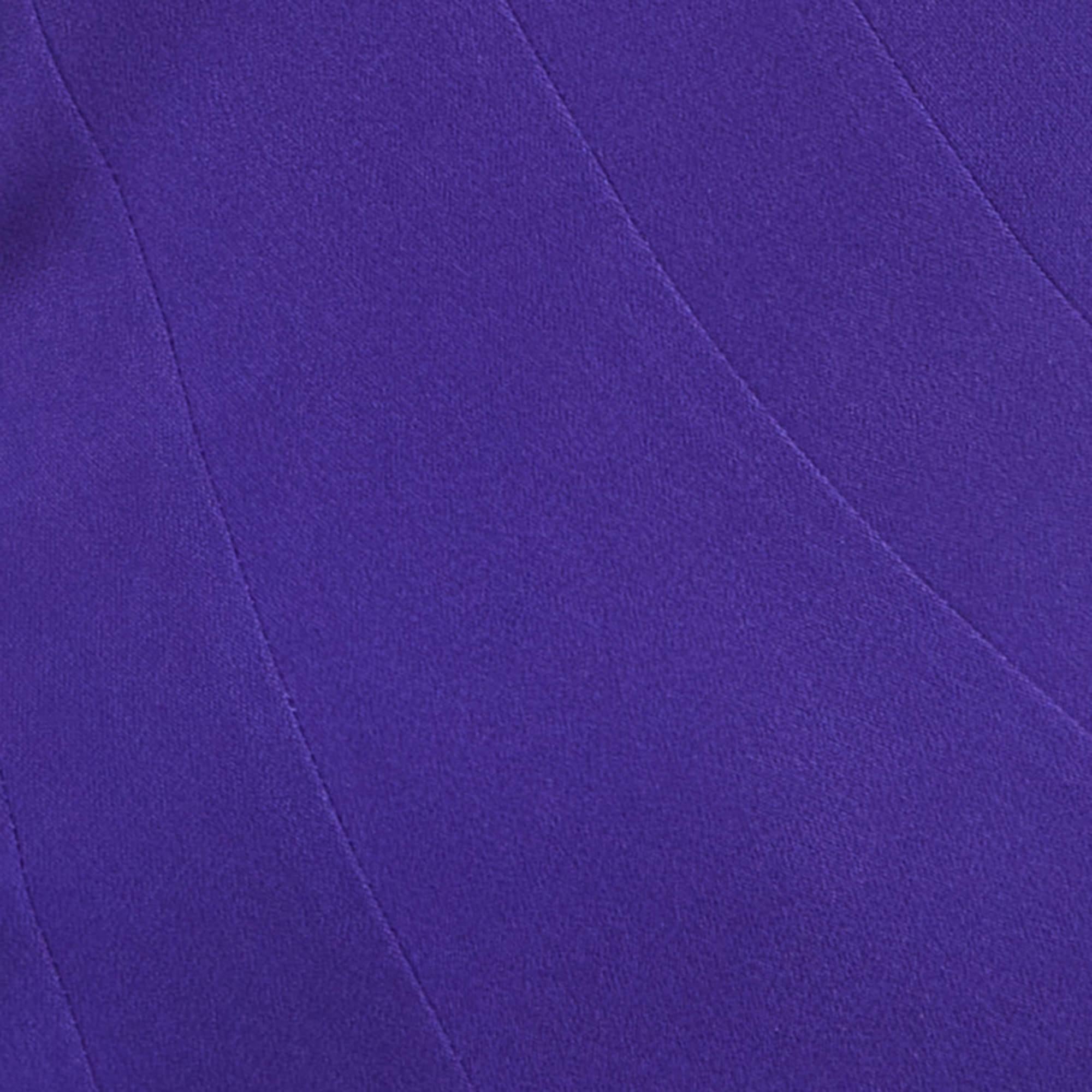Roland Mouret Royal Purple Crepe Flared Templeton Gown M In Excellent Condition For Sale In Dubai, Al Qouz 2