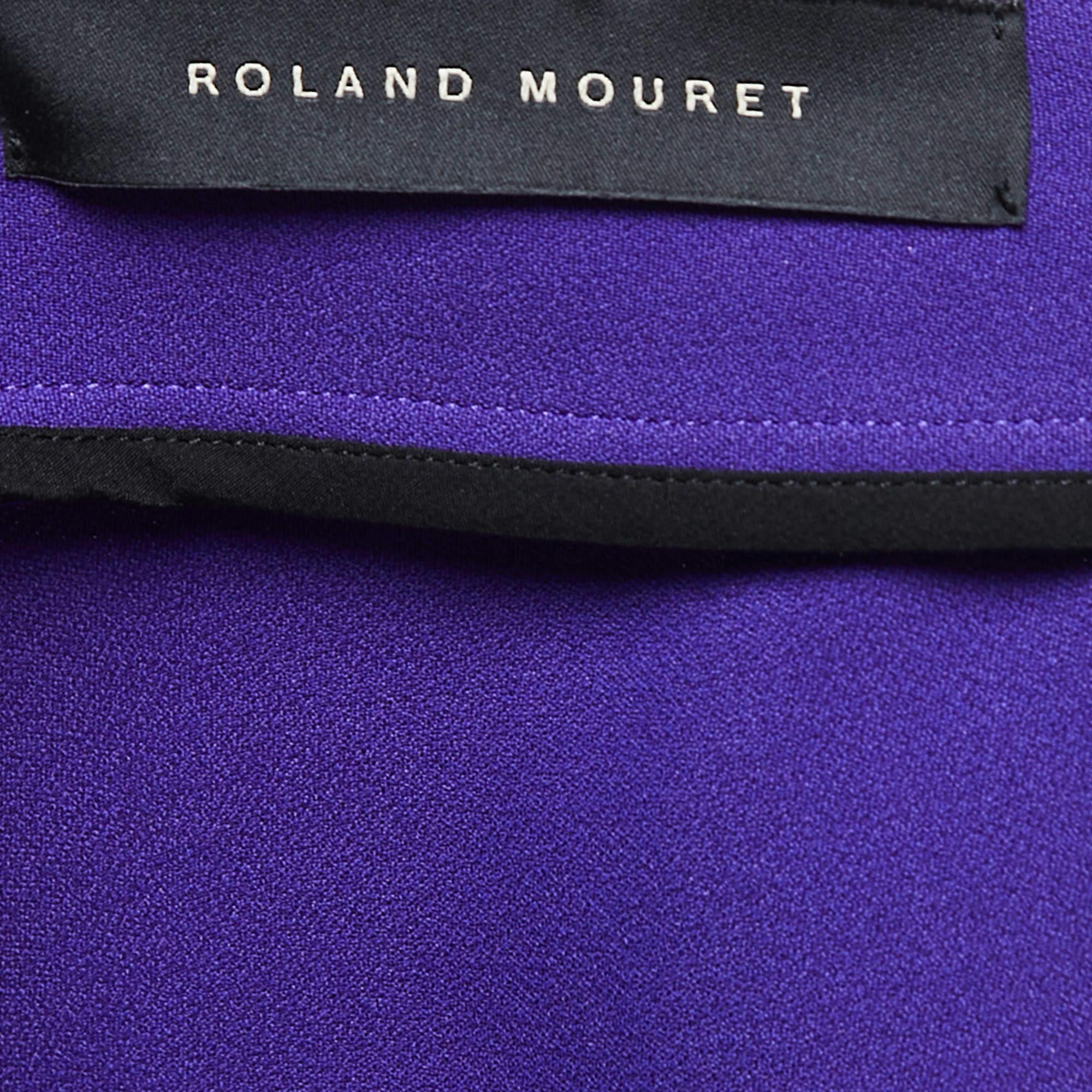 Roland Mouret Royal Purple Crepe Flared Templeton Gown M For Sale 2