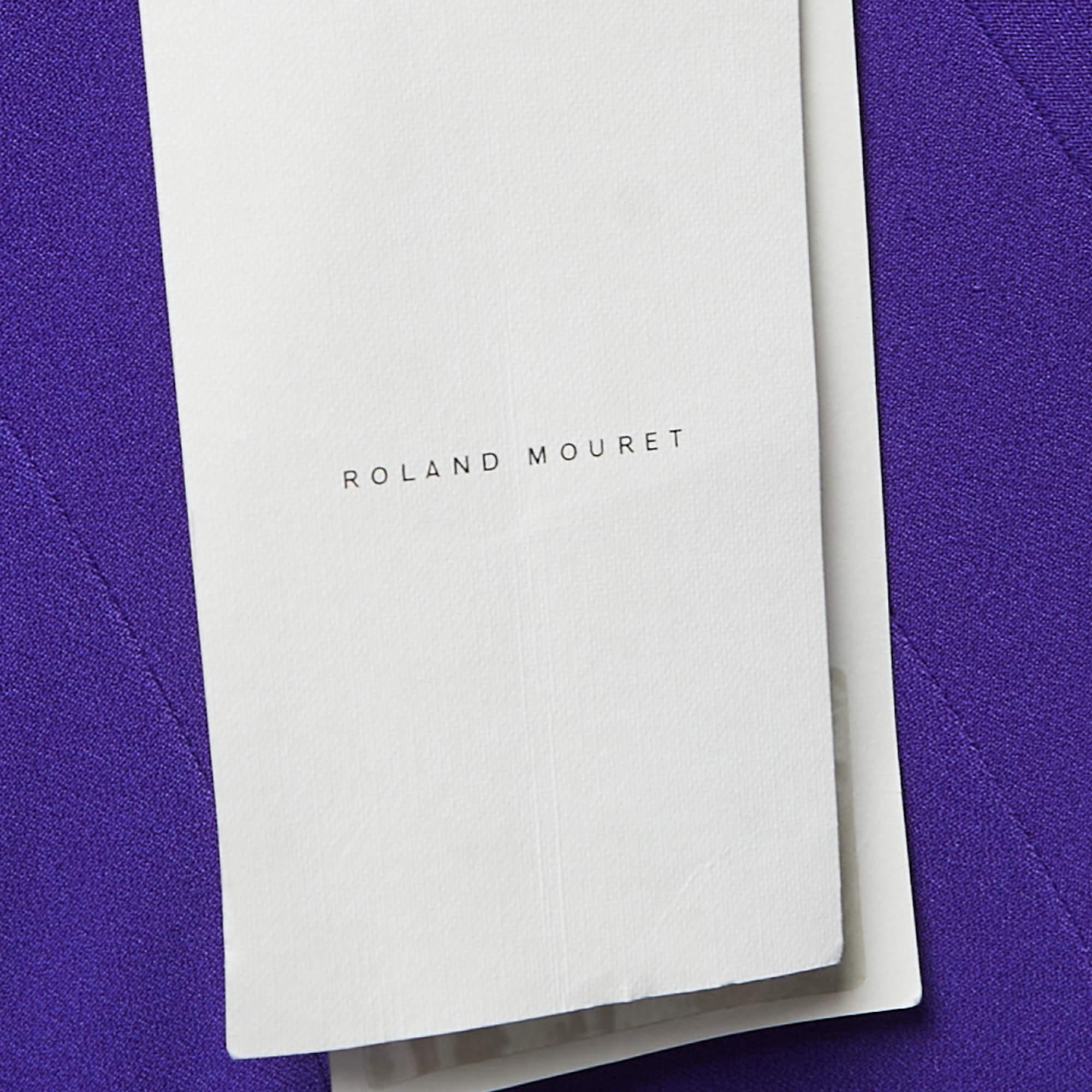 Roland Mouret Royal Purple Crepe Flared Templeton Gown M For Sale 3
