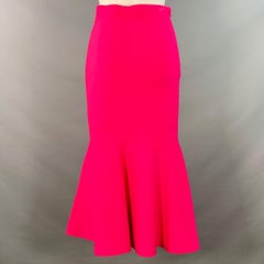 ROLAND MOURET Größe 6 Hot Pink Jersey Knit Fluted Midi Skirt