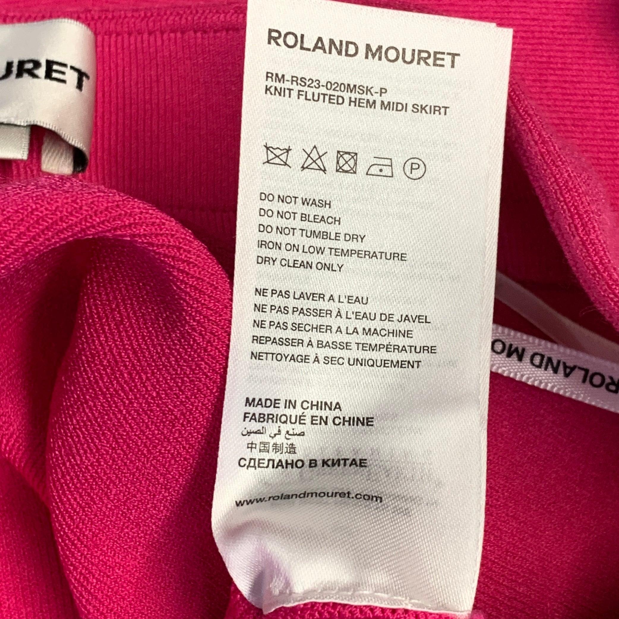 ROLAND MOURET Größe 6 Hot Pink Jersey Knit Fluted Midi Skirt Damen im Angebot