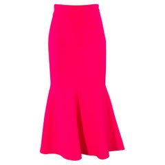 ROLAND MOURET Talla 6 Falda midi acanalada de punto de jersey rosa fuerte