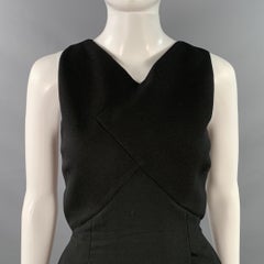 ROLAND MOURET Size 8 Black White Polyester Blend Color Block Sleeveless A-Line Dress