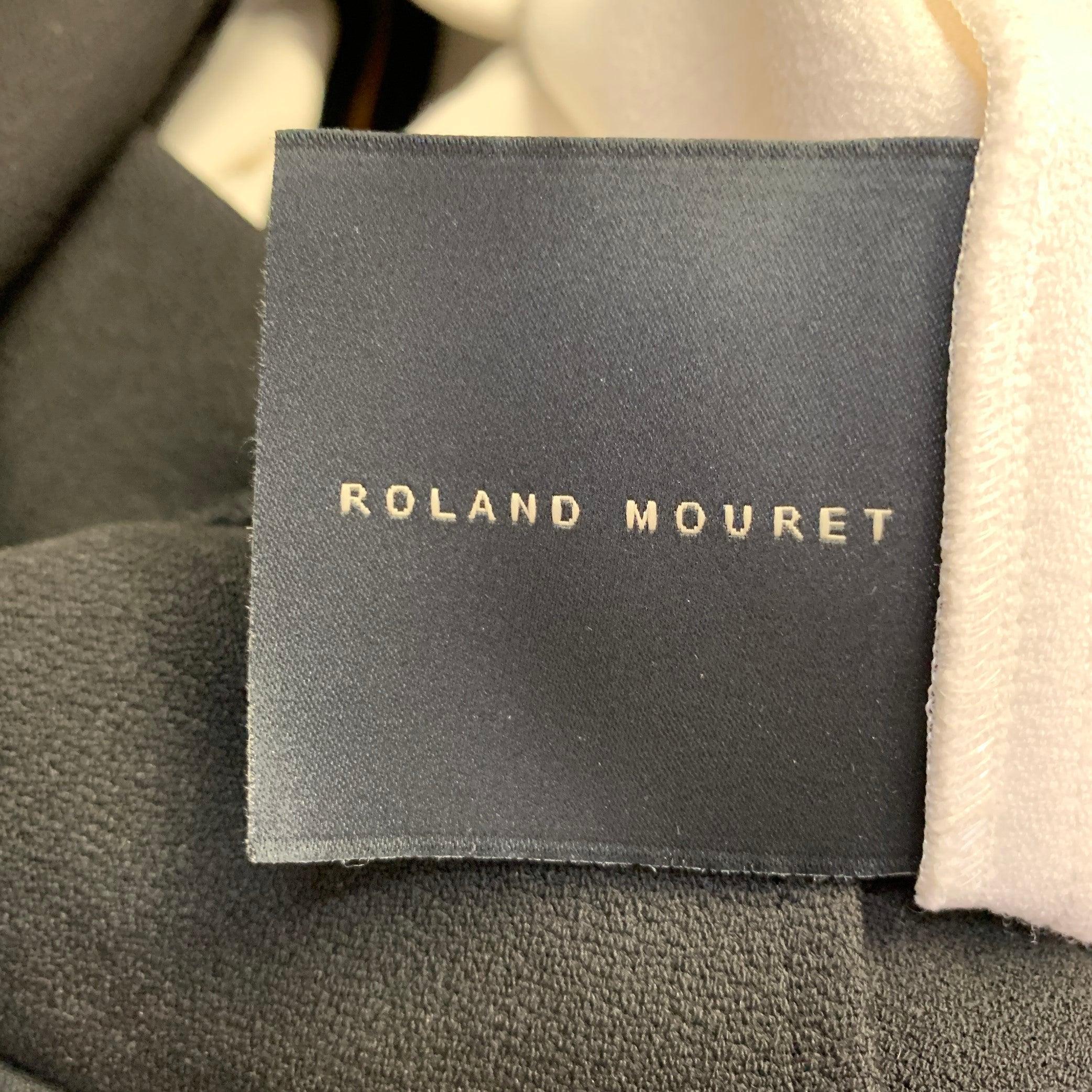 ROLAND MOURET Größe 8 Schwarz Weiß Polyestermischung Farbblock Ärmelloses A-Linien Kleid im Angebot 2