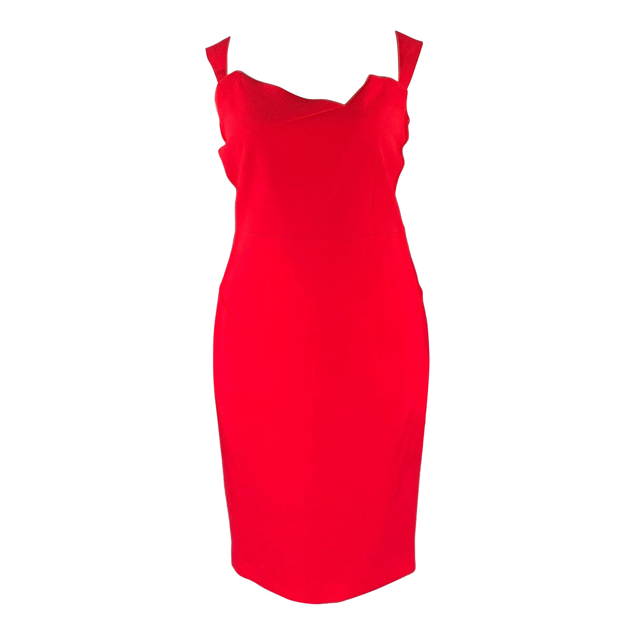 ROLAND MOURET Size L Red Sheath Knee-Length Dress For Sale