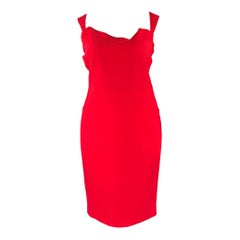 ROLAND MOURET Size L Red Sheath Knee-Length Dress