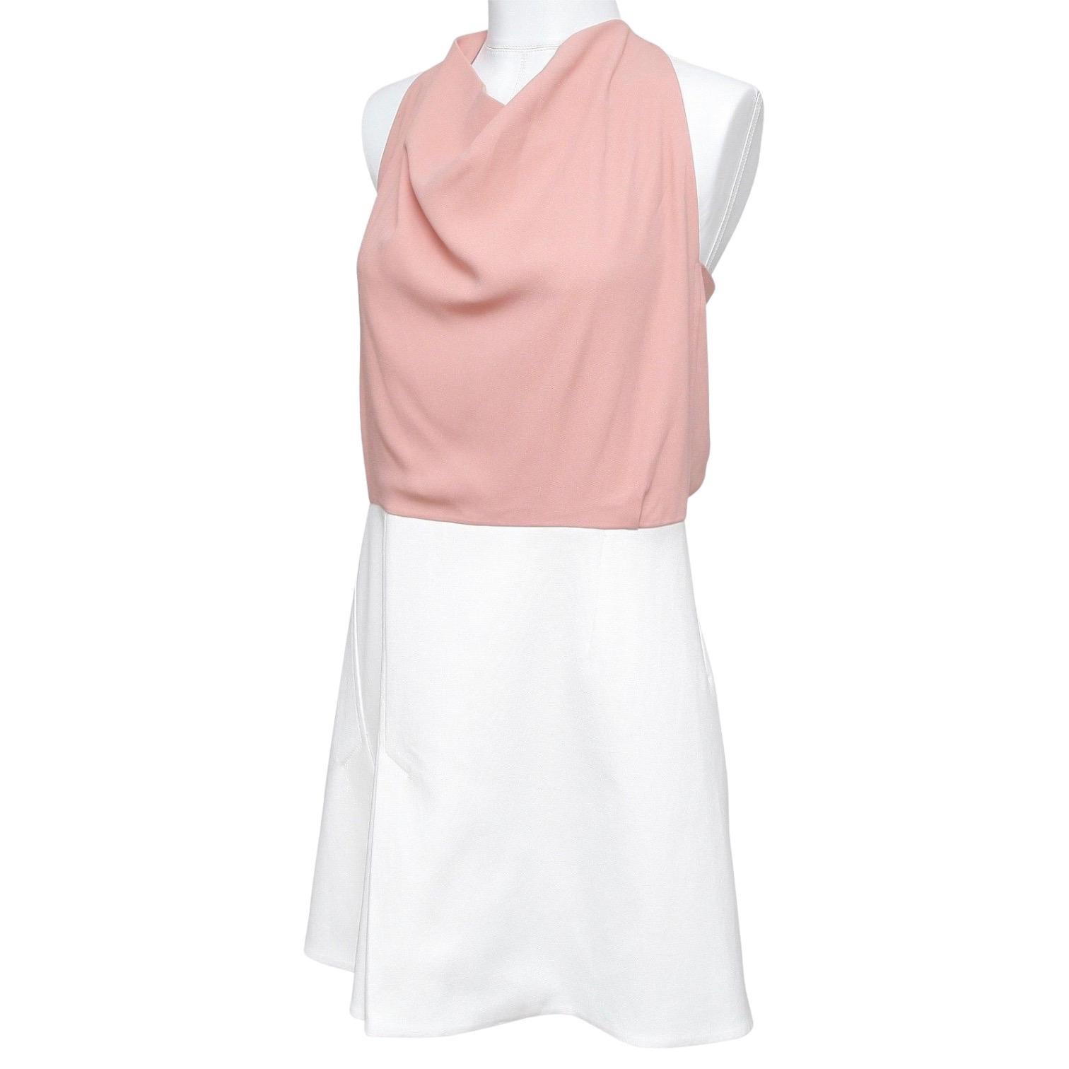 Beige ROLAND MOURET Sleeveless Dress Cowl Neck 2016 PAGET White Pink 14 BNWT $1230 For Sale