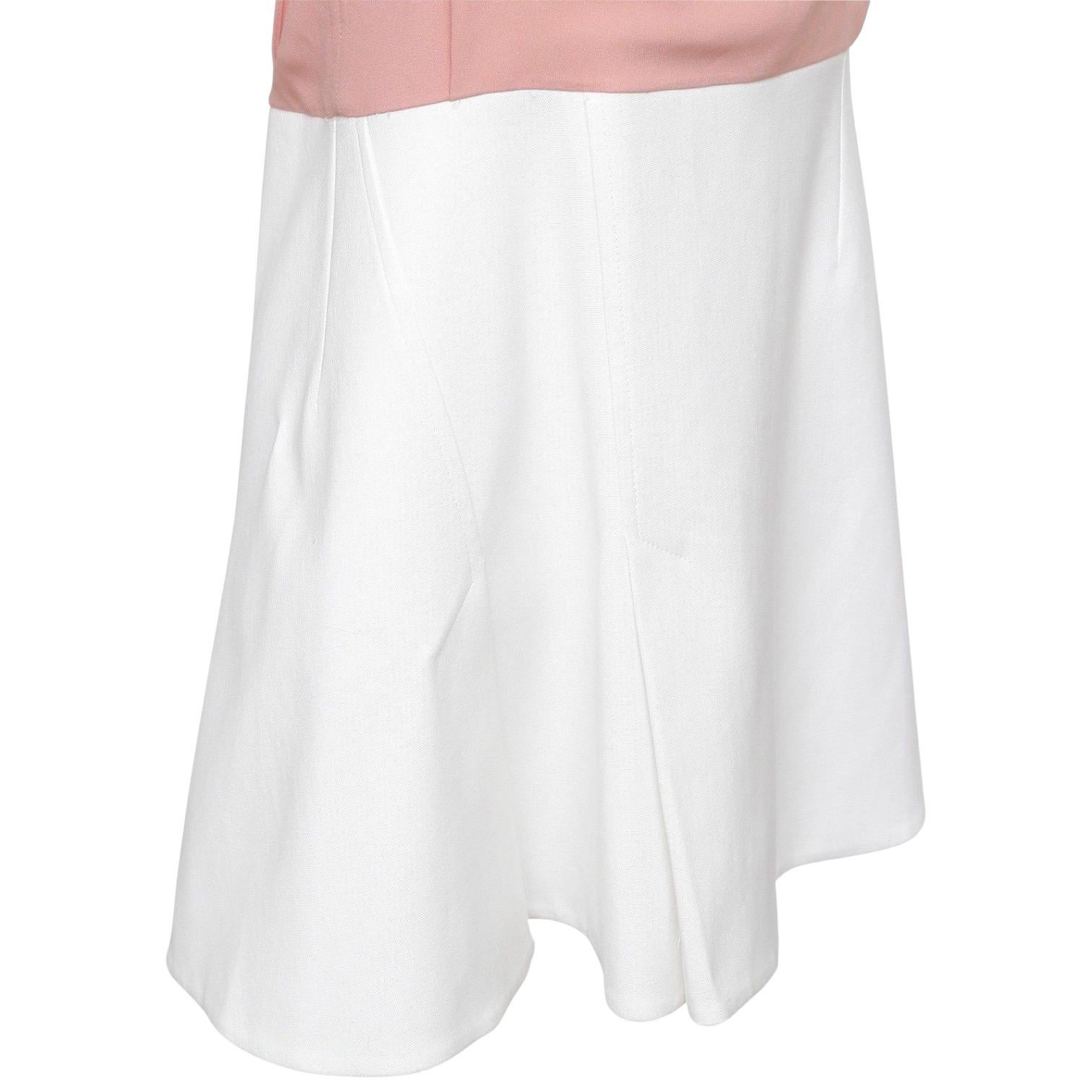 Women's ROLAND MOURET Sleeveless Dress Cowl Neck 2016 PAGET White Pink 14 BNWT $1230 For Sale