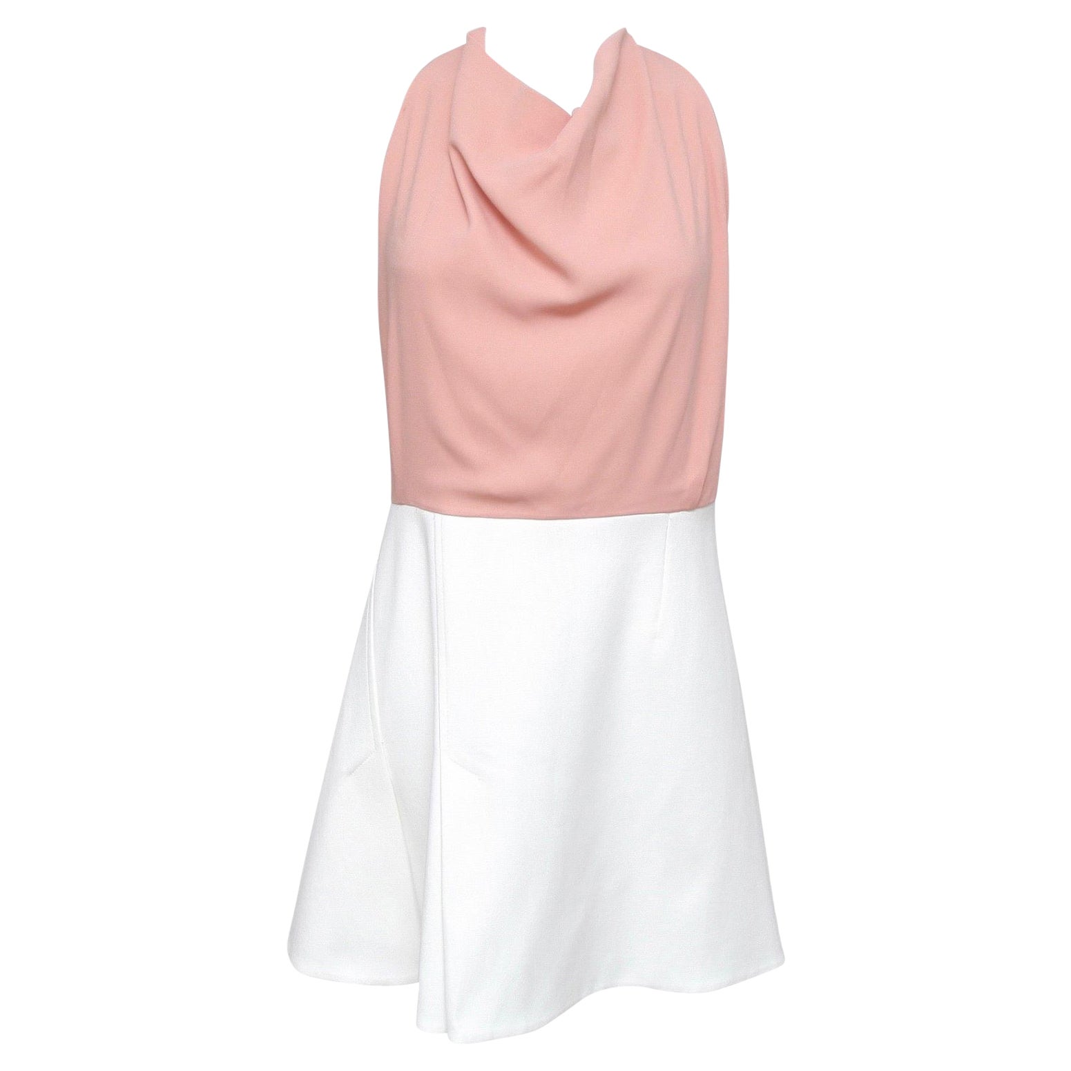 ROLAND MOURET Sleeveless Dress Cowl Neck 2016 PAGET White Pink 14 BNWT $1230 For Sale