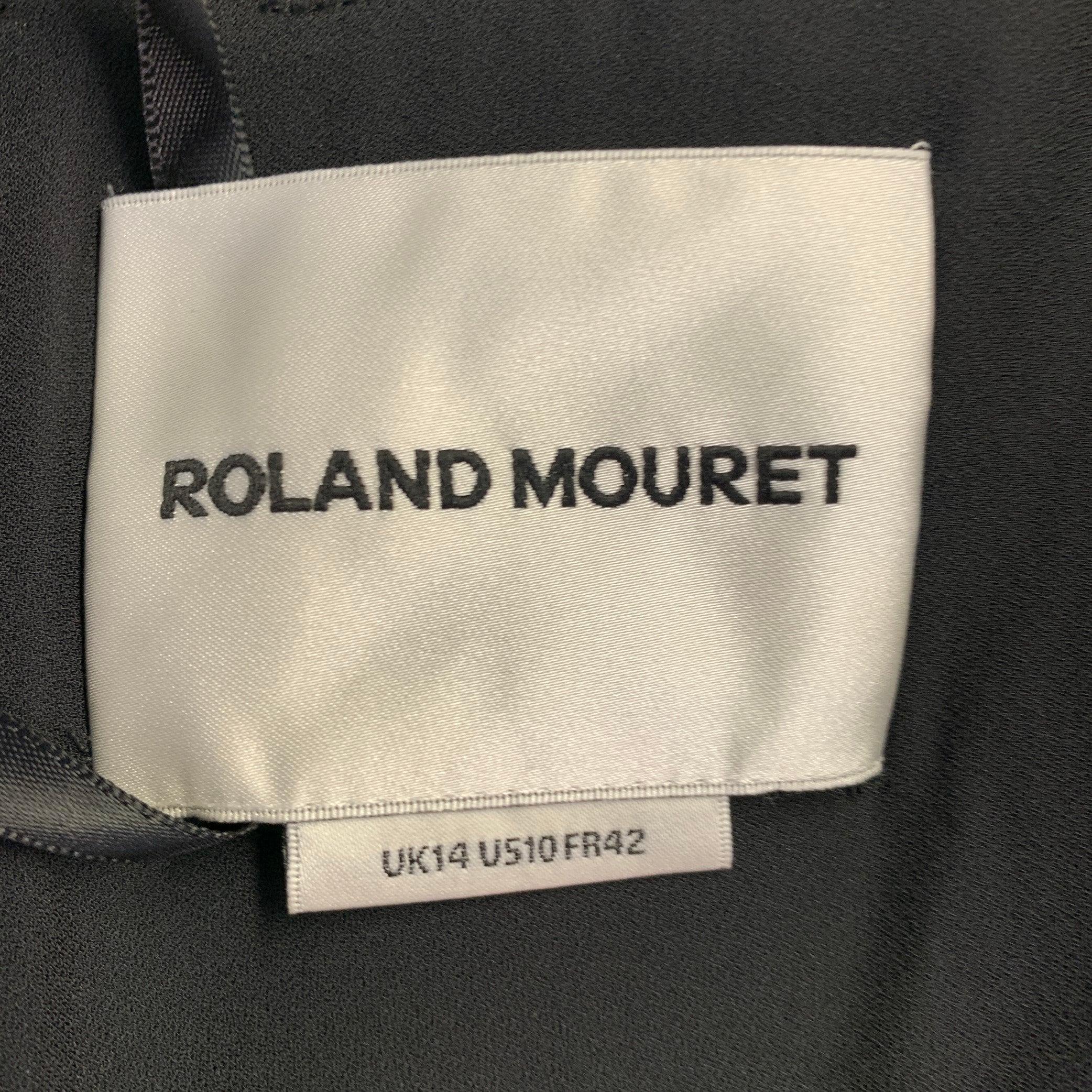 ROLAND MOURET SS24 Taille 10 Monochrome Black White Polyester Blend Color Block Long Sleeve Midi Dress en vente 2
