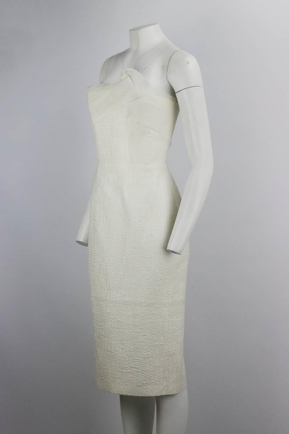 Gray Roland Mouret Strapless Silk Blend Dress Uk 14