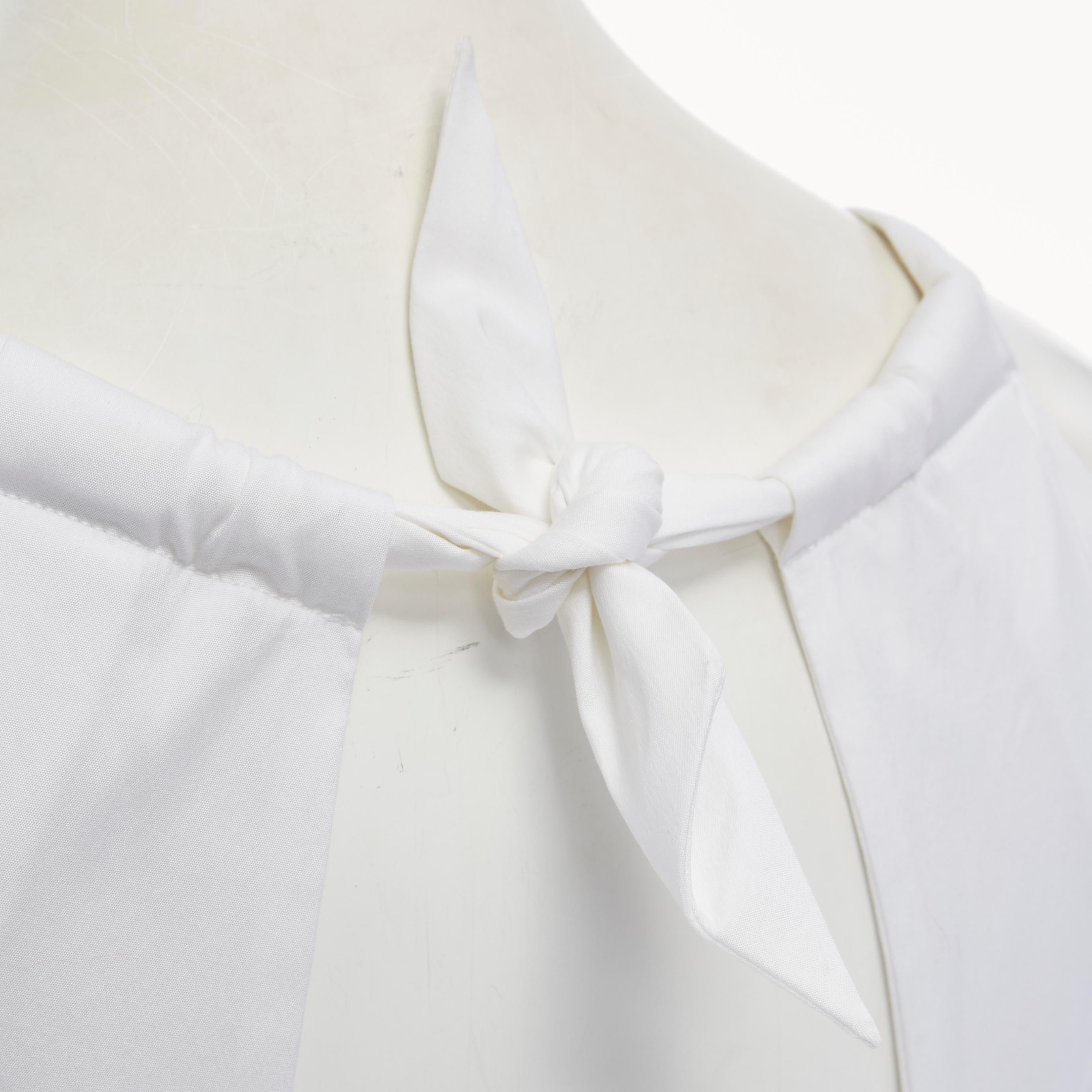 ROLAND MOURET white cotton blend origami pleat dart cut out back dress UK8 1