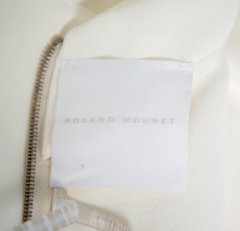 Roland Mouret White Crepe Paneled Detail Fitted Jansen Gown L For Sale 3