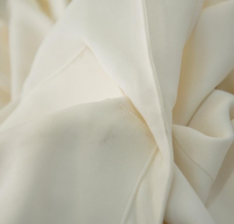 Roland Mouret White Crepe Paneled Detail Fitted Jansen Gown L For Sale 4