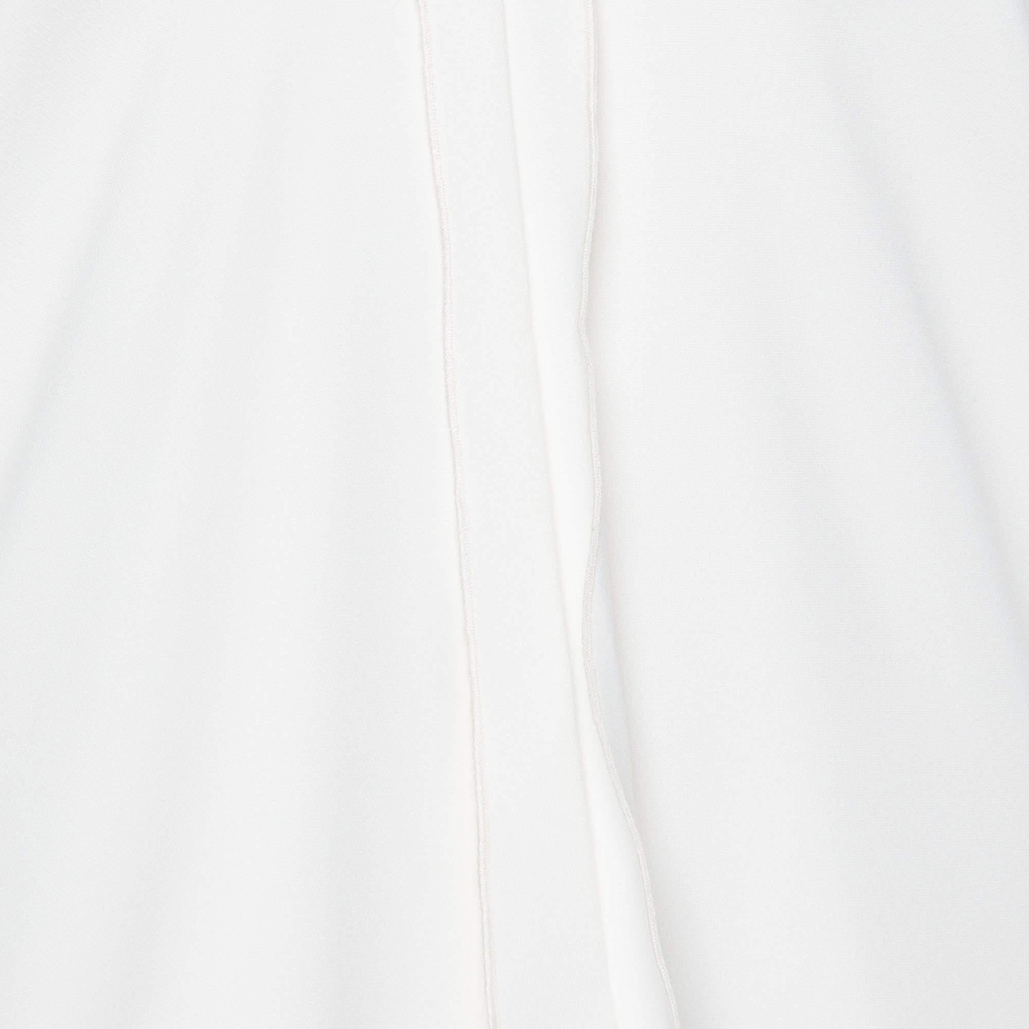 Gray Roland Mouret White Crepe Sleeveless V Neck Top S For Sale