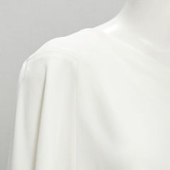 ROLAND MOURET white viscose crepe draped one shoulder cascade top UK10 M