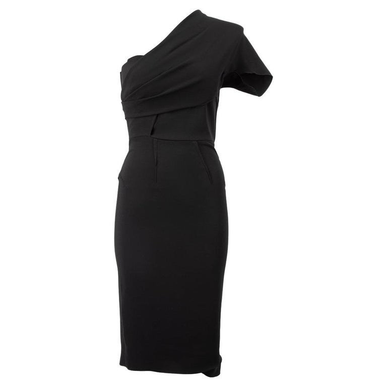 Robe Noire Asymétrique A.L.C. Taille 6 - Une épaule, Longueur Genoux, Occasion Très Bon état