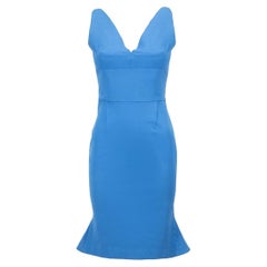 Roland Mouret Women's Blue V-Neck Sleeveless Mini Dress