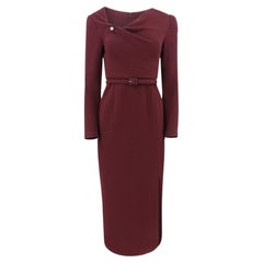 Robe crayon Roland Mouret pour femme, nouvelle collection, en crêpe double bordeaux, col torsadé, taille UK 8