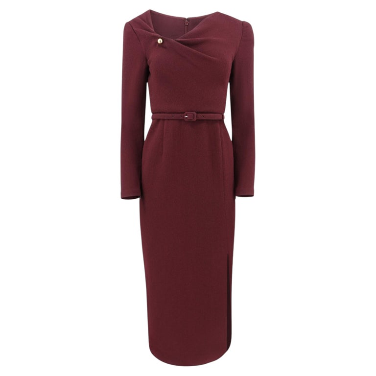 pencil dress burgundy ASOS DESIGN square neck pleated bust midi pencil dress in burgundy