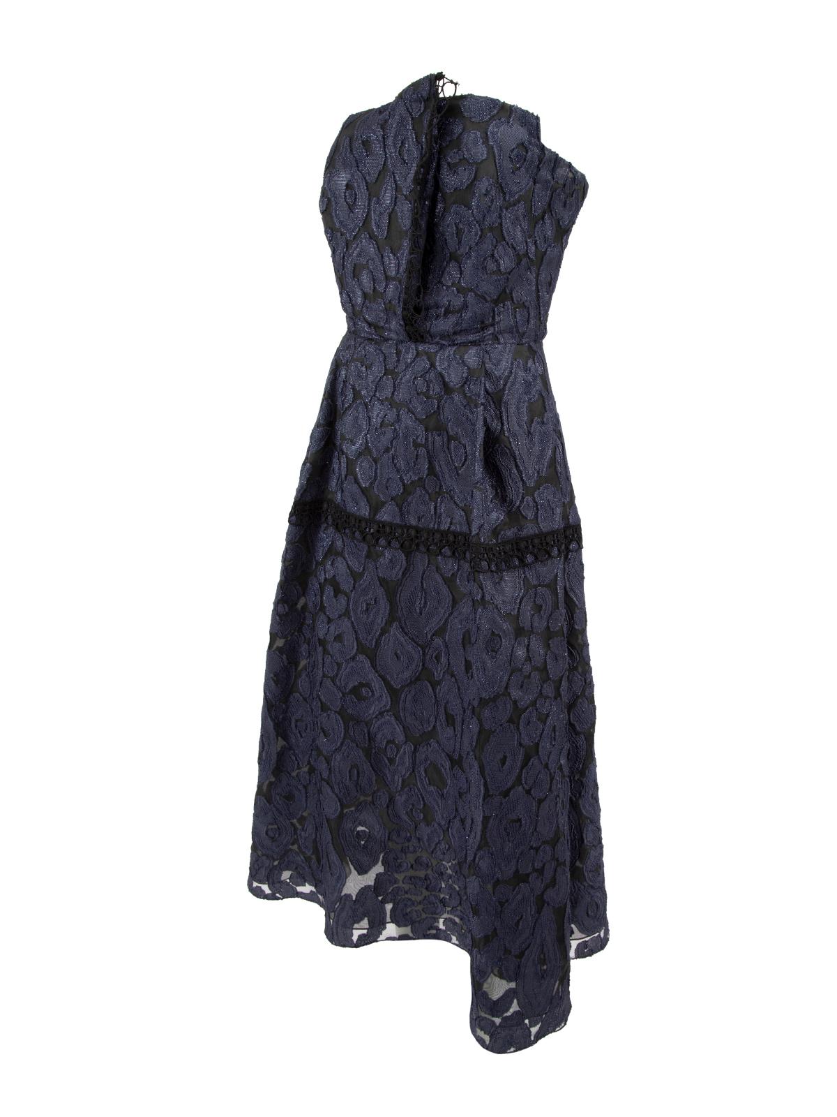 Roland Mouret trägerloses Damenkleid aus Spitze in Metallic-Form im Angebot 1