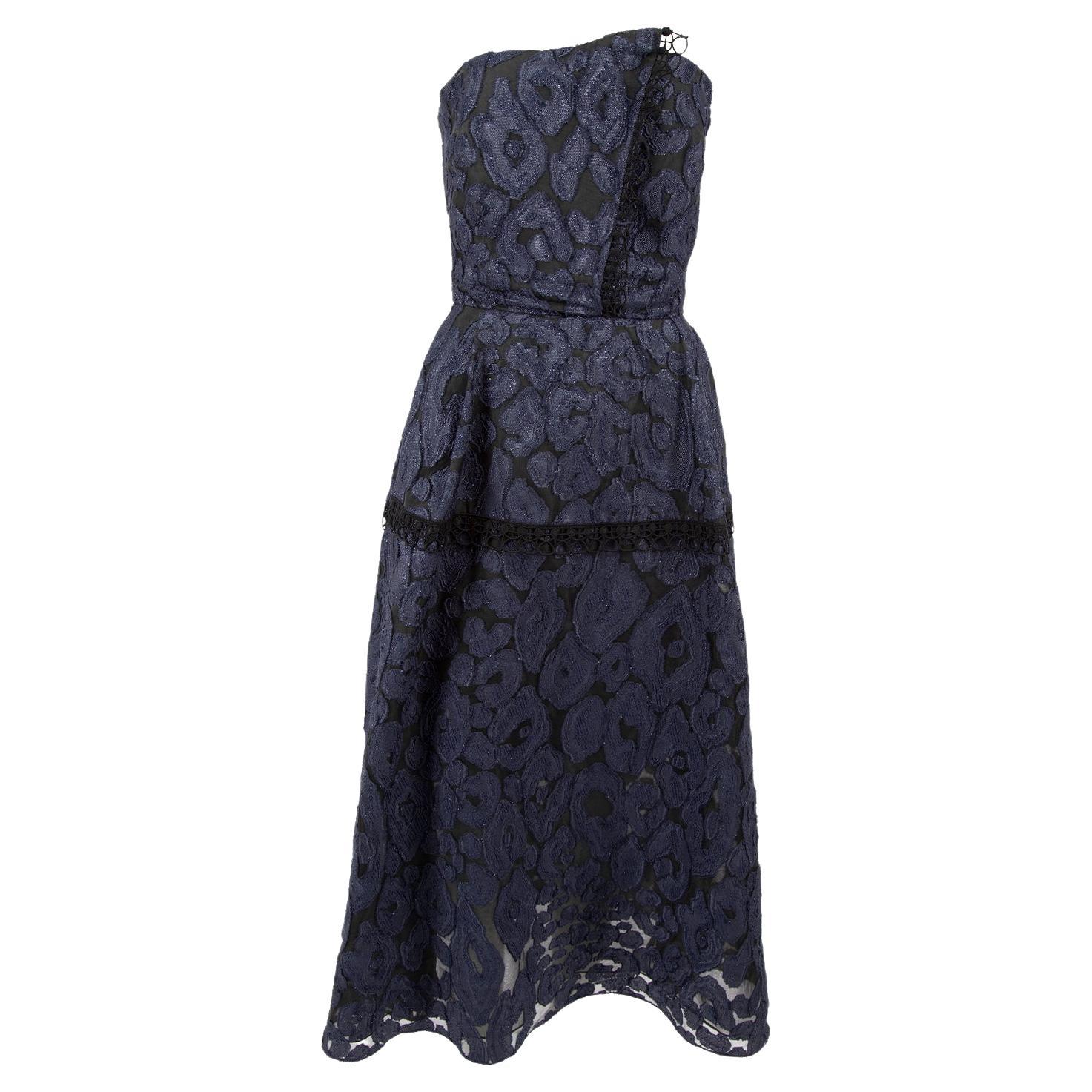 Roland Mouret Women's Strapless Lace Metallic Formal Dress For Sale