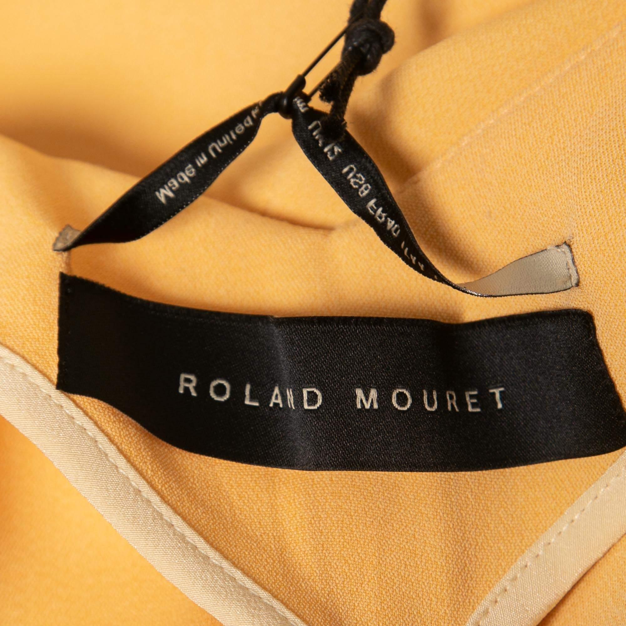 Roland Mouret Gelbes schulterfreies Conway-Kleid aus Krepp mit Gürtel und Gürtel M Damen im Angebot