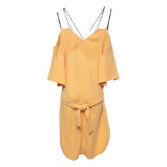 Roland Mouret Yellow Crepe Off-Shoulder Belted Conway Dress M