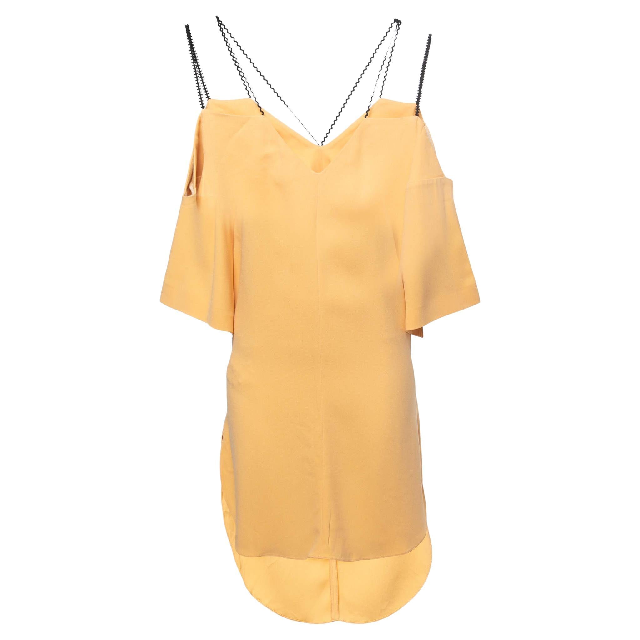 Roland Mouret Yellow Crepe Off-Shoulder Belted Conway Dress M For Sale
