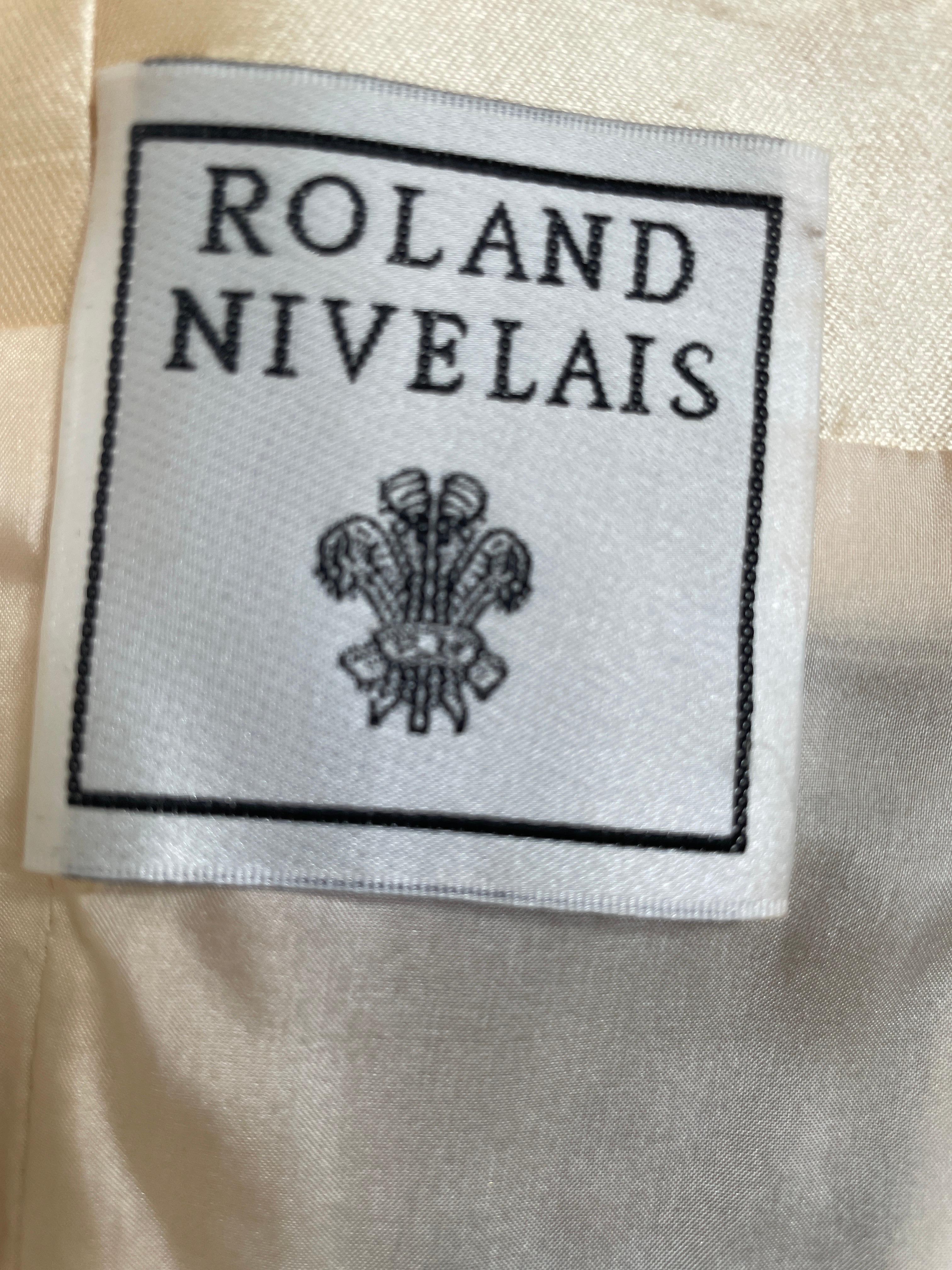  Roland Nivelais Strapless Vintage Jewel Embellished Silk Mermaid Dress  For Sale 8