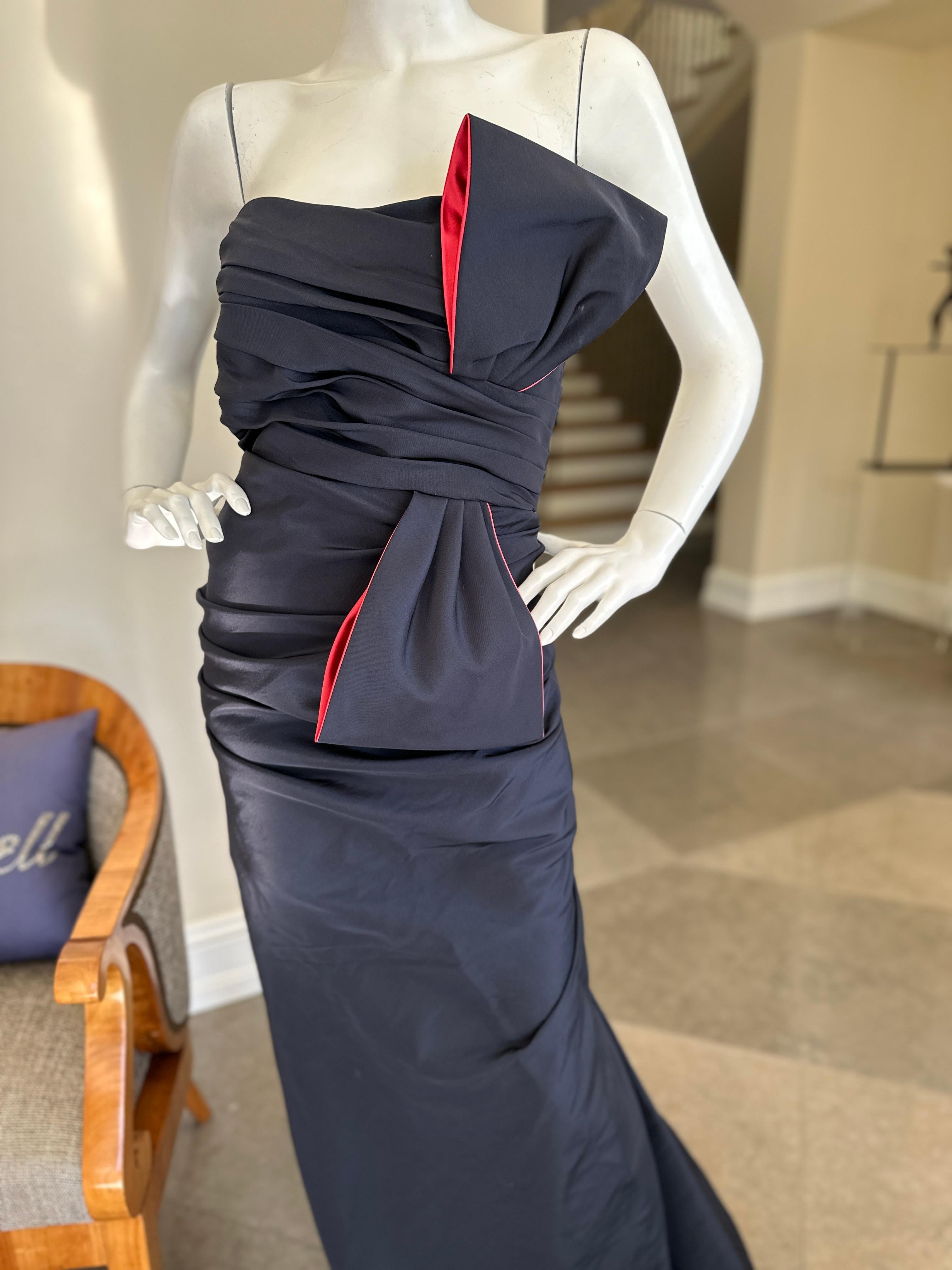  Roland Nivelais Strapless Vintage Silk Dress w Exaggerated Bow & Fishtail Back In Excellent Condition For Sale In Cloverdale, CA