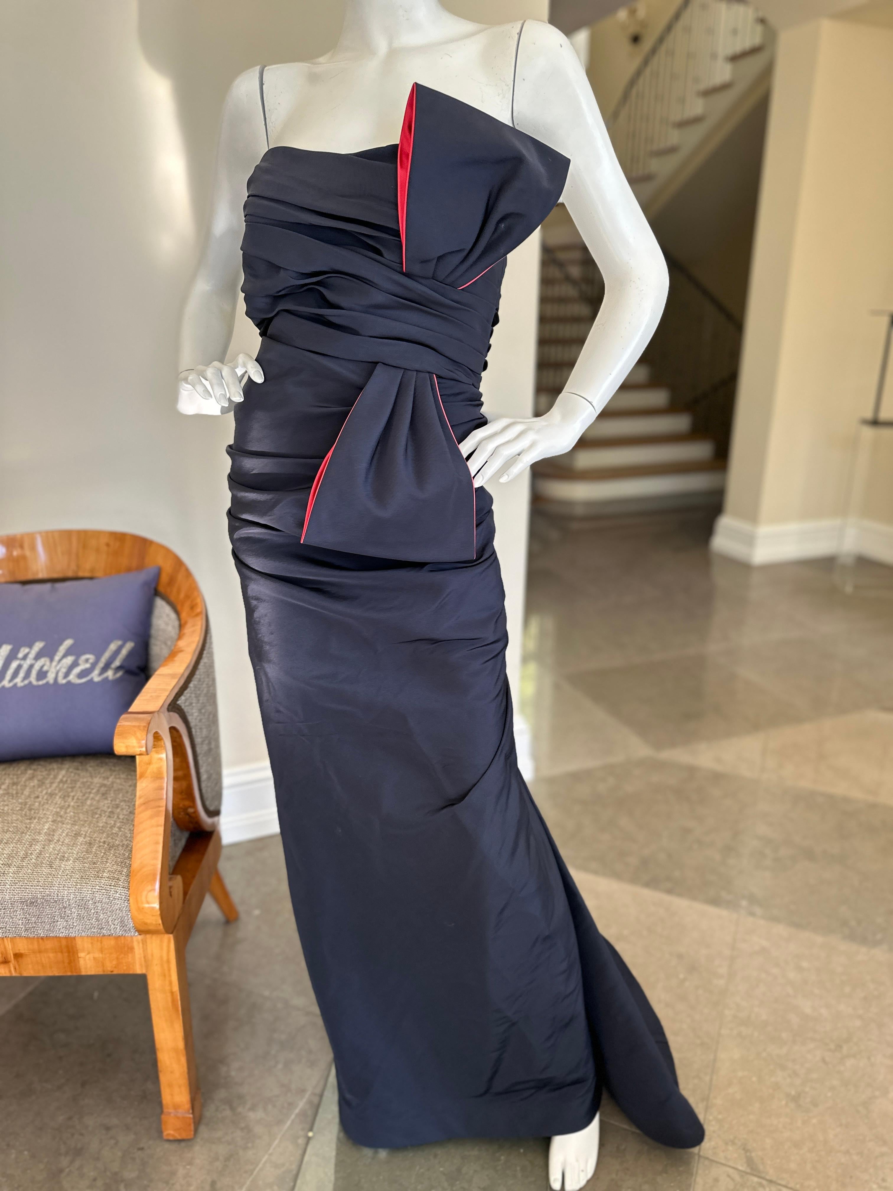 Women's  Roland Nivelais Strapless Vintage Silk Dress w Exaggerated Bow & Fishtail Back For Sale