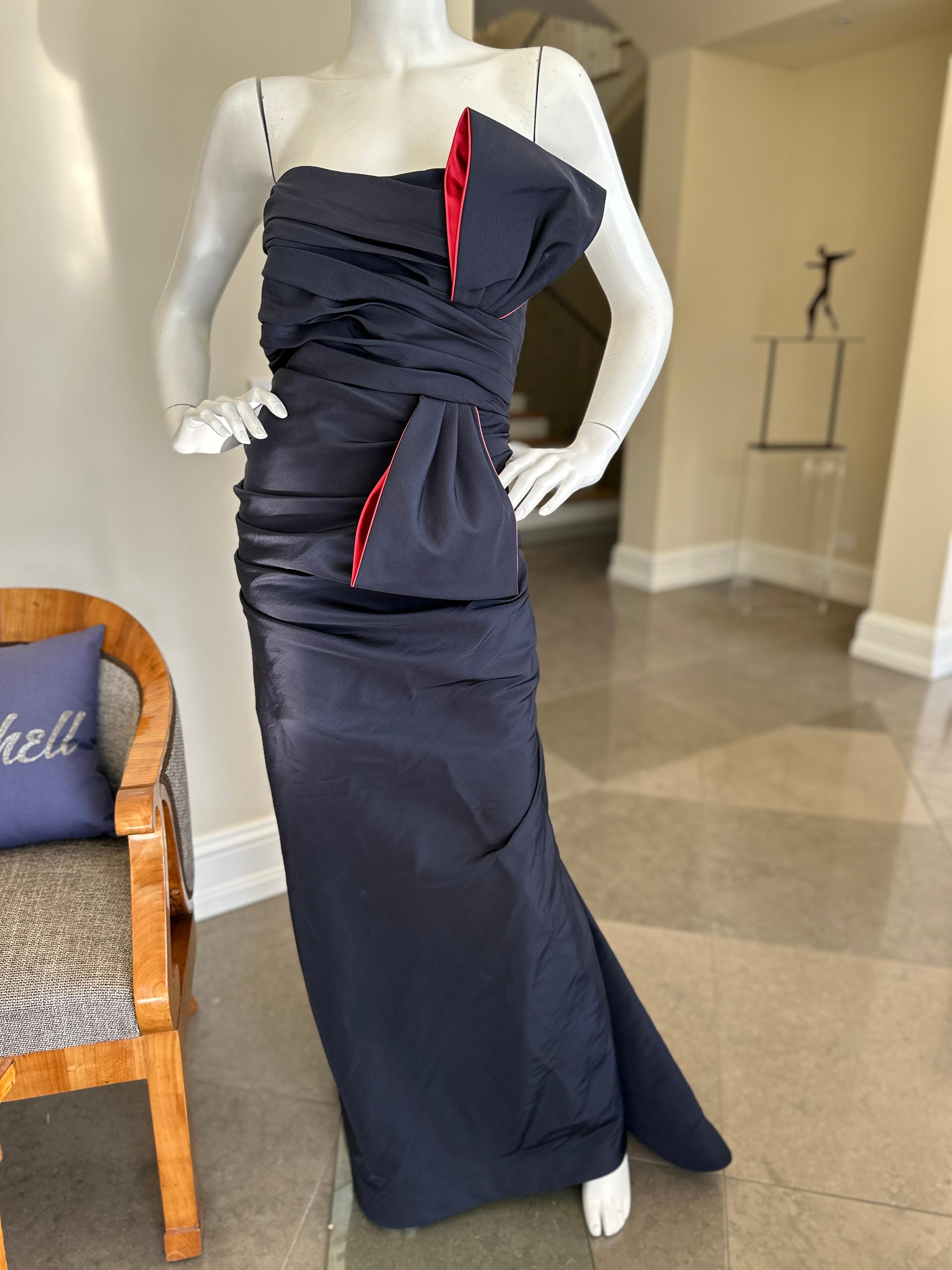  Roland Nivelais Strapless Vintage Silk Dress w Exaggerated Bow & Fishtail Back For Sale 1