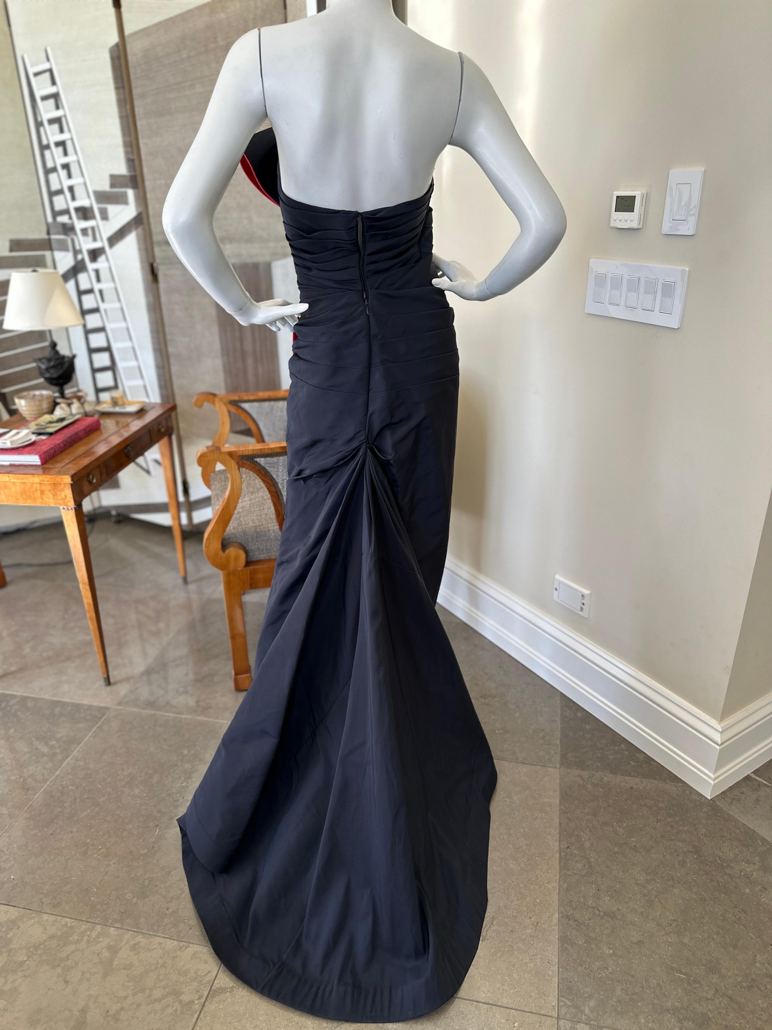  Roland Nivelais Strapless Vintage Silk Dress w Exaggerated Bow & Fishtail Back For Sale 3